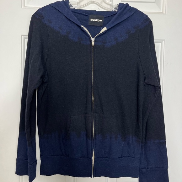 NWT Monroe Black Out Tie Dye Zip Up Hoodie S Navy Blue - Picture 4 of 12